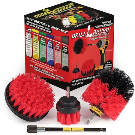 Drill Brush Power Scrubber By Useful Products 5 in W 5 in L Brush, Red R-S-42O-5X-QC-DB